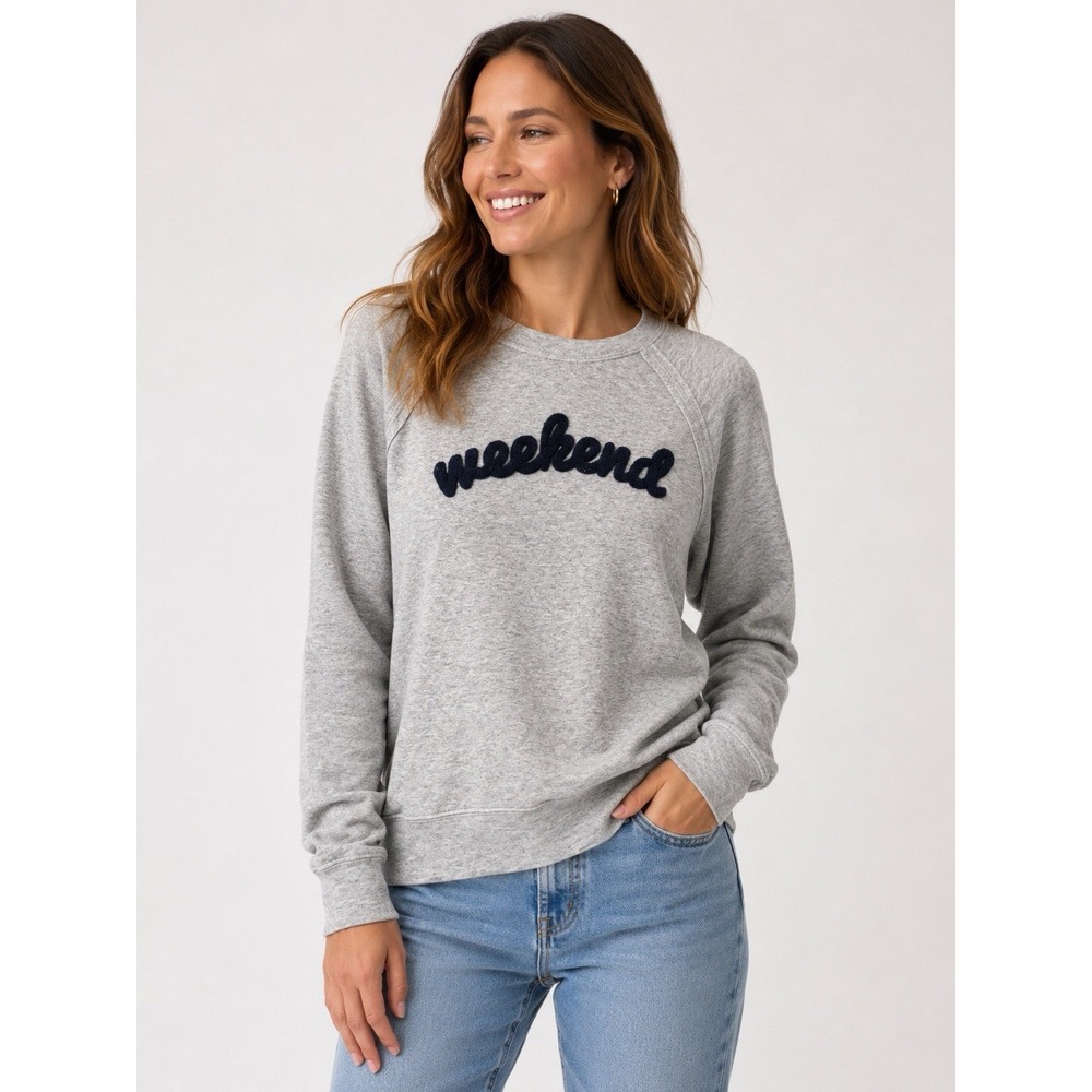 Grayson Threads Weekend Sweatshirt Medium Gray Terry Pullover Cozy Lounge Top